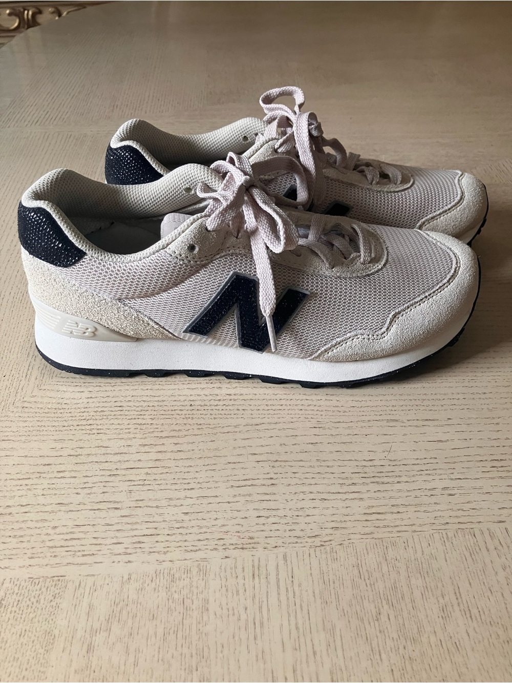 New Balance Beige and Black  Retro Runner Sneakers